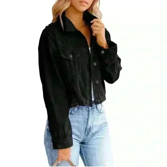 Women’s distressed Red wine Jean jacket - Picture 4 of 4